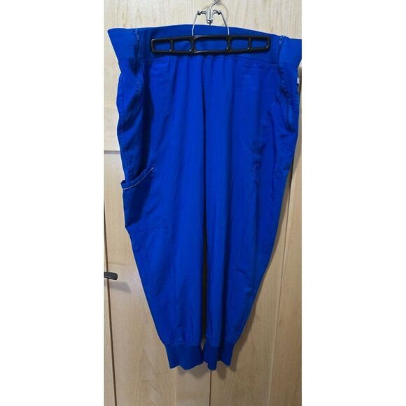 Set of 3 Royal Blue Cargo Scrub Pants With Zipper Pockets Ribbed Waistband Women - Picture 3 of 11